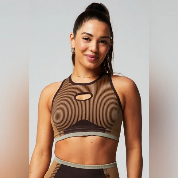 Fabletics Seamless Fusion Tan and Chocolate Set Size M - Picture 2 of 6